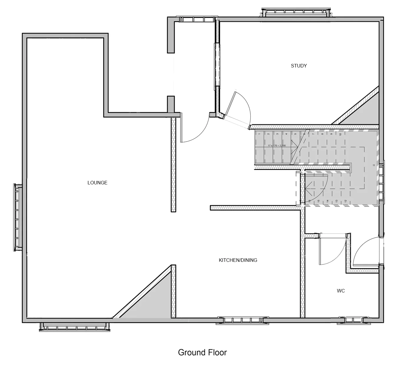 Original floor plan for Parkland, Eastbourne