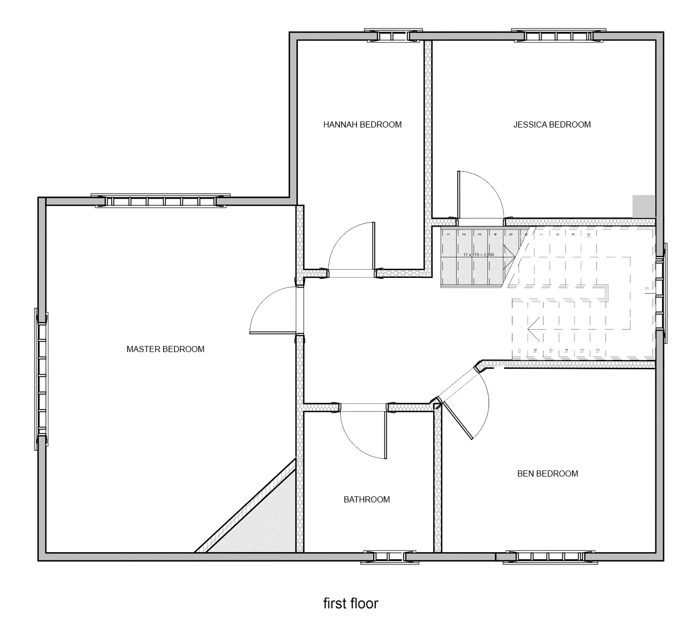 Original floor plan for Parkland, Eastbourne